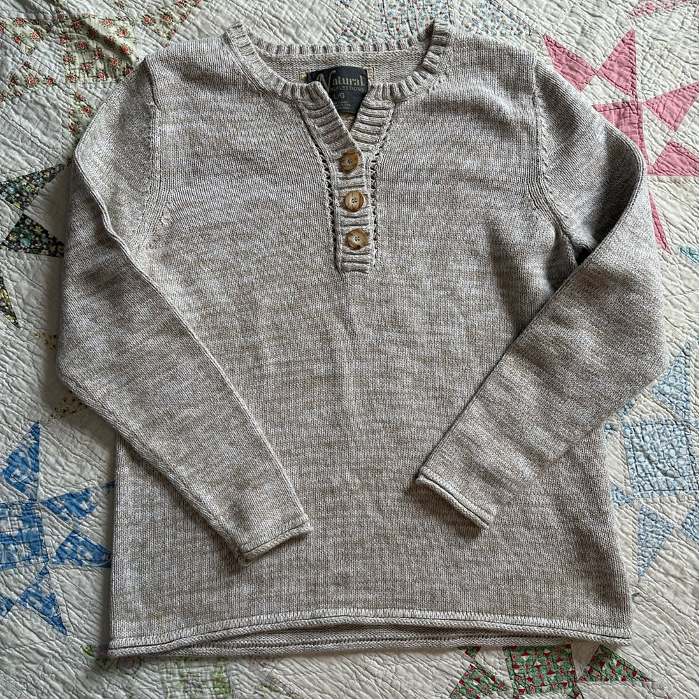 Women’s Natural Reflections Beige Henley Sweater Sz L
